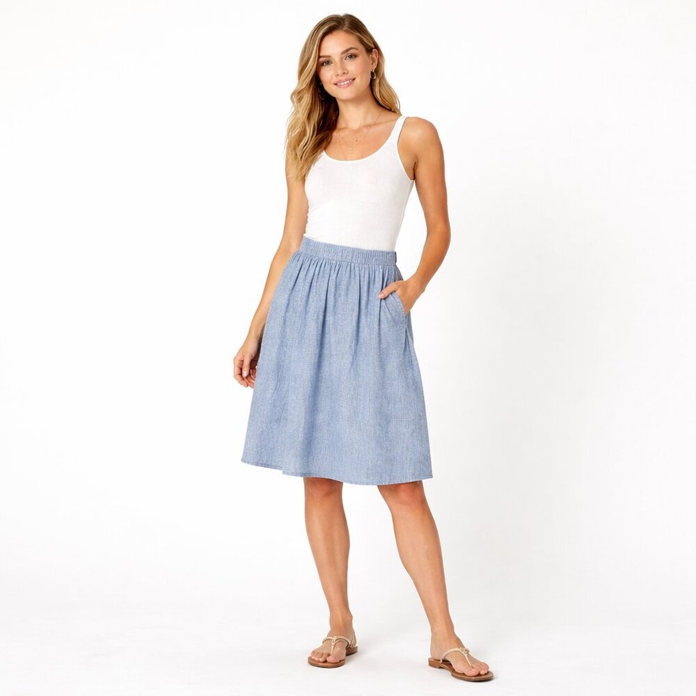 Uniqlo Elegant Light Blue Midi Women's Skirt